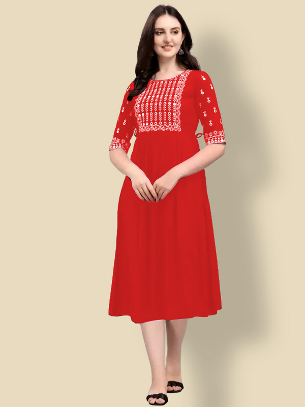 red cotton kurti