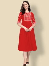 red cotton designer kurti