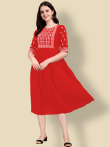 red cotton designer cotton dress