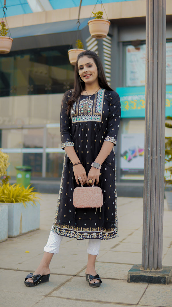 Black Rayon Kurti