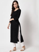 black rayon casual wear kurti