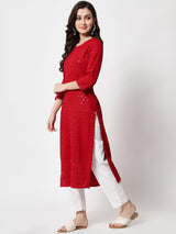 Red Designer casual wear kurti