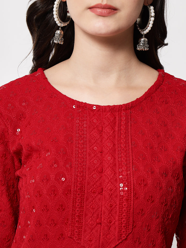 red designer kurti