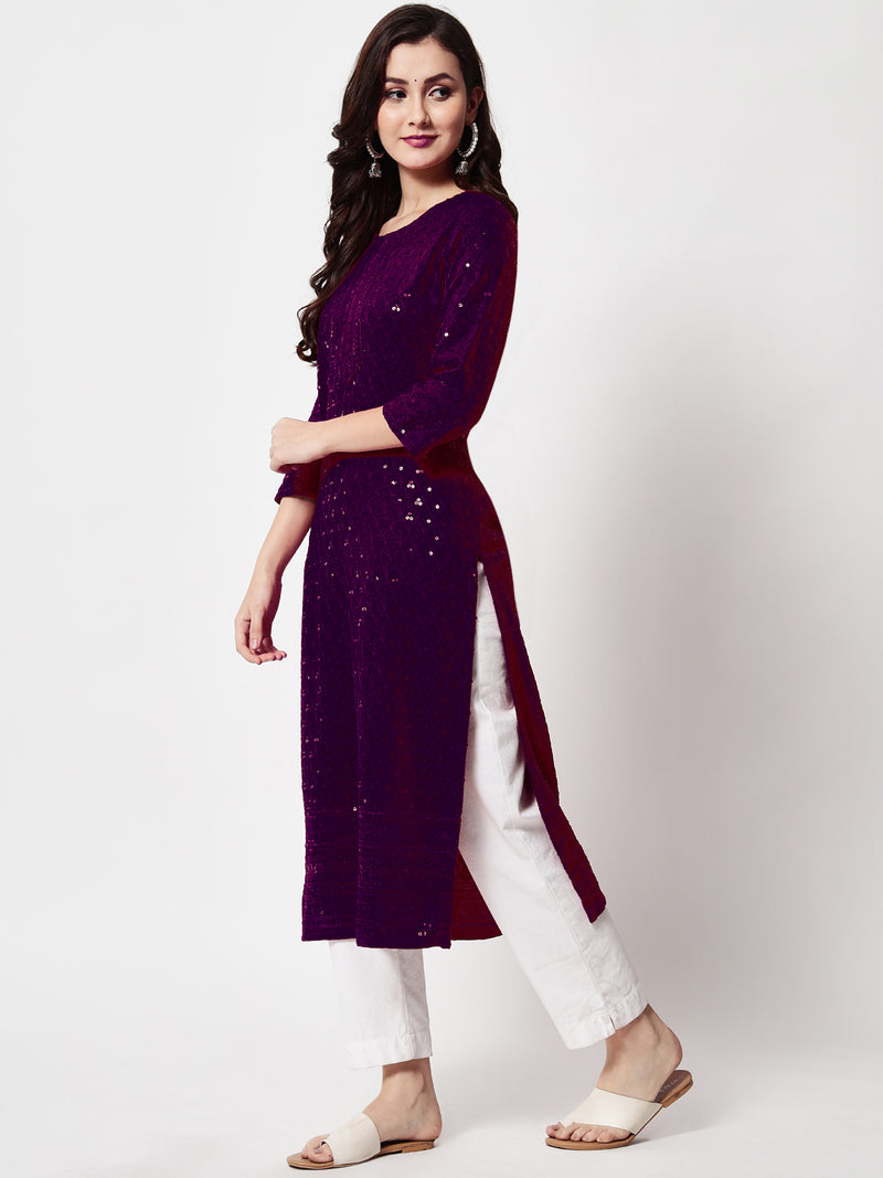 embroidery work designer kurti