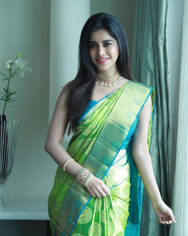 Green Designer Silk With Jacquard Work saree With Attractive Saree