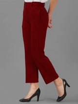 maroon cotton lycra jeans with pocket