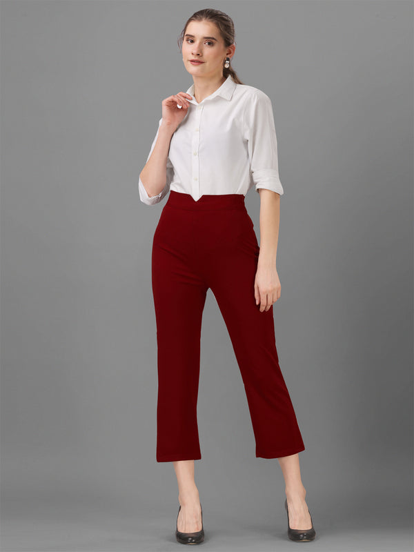 maroon cotton lycra jeans with pocket