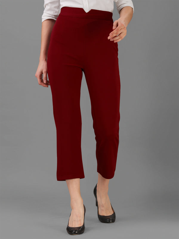 maroon cotton lycra jeans with pocket