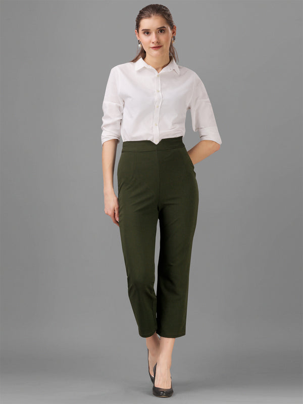 olive cotton lycra jeans with pocket