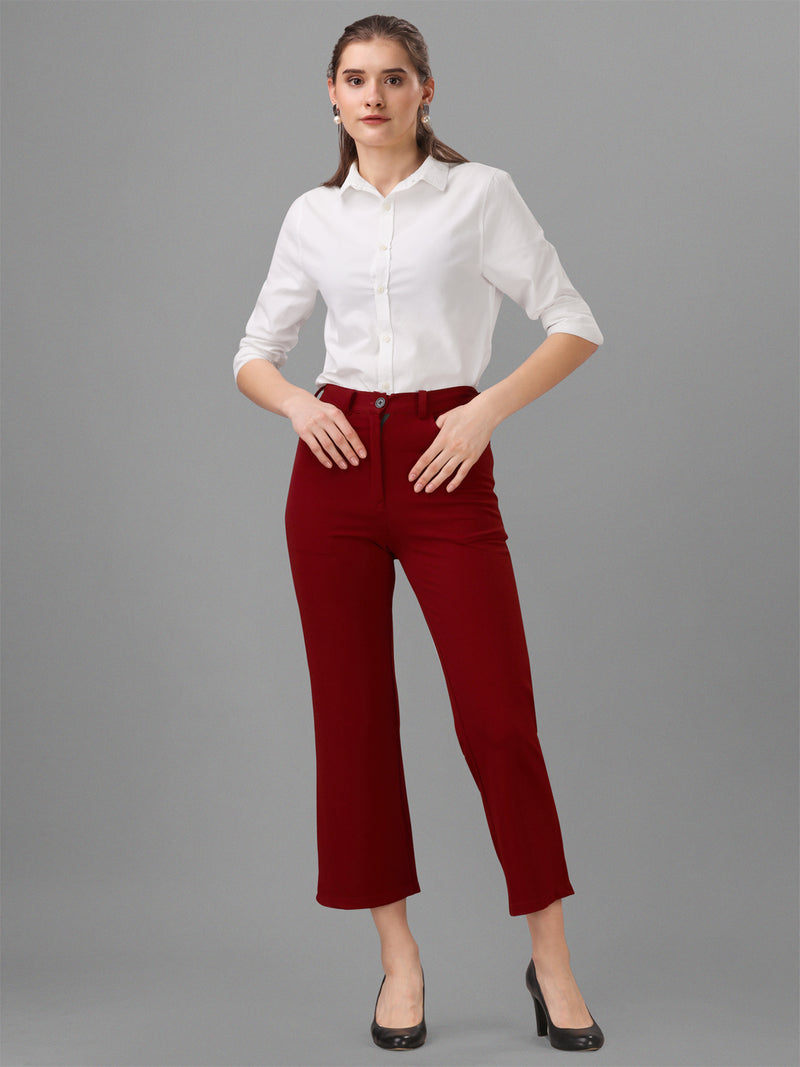 maroon cotton lycra jeans with pocket