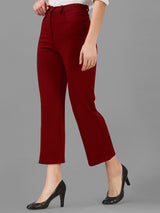 maroon cotton lycra jeans with pocket