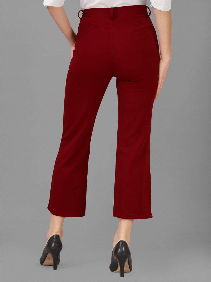 maroon cotton lycra jeans with pocket