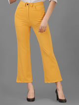 Yellow Cotton Lycra Jeans With Pocket