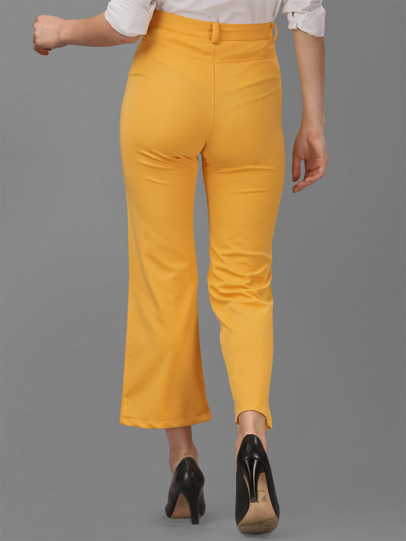 Yellow Cotton Lycra Jeans With Pocket
