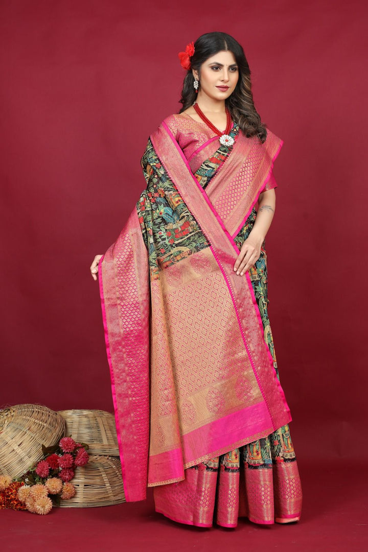 Classic Black Soft Silk Saree With Adoring Blouse Piece