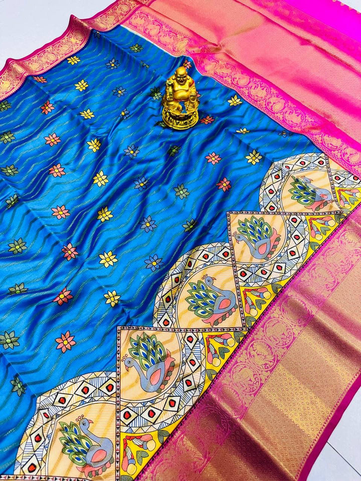 Classy Blue Soft Silk Saree With Capricious Blouse Piece