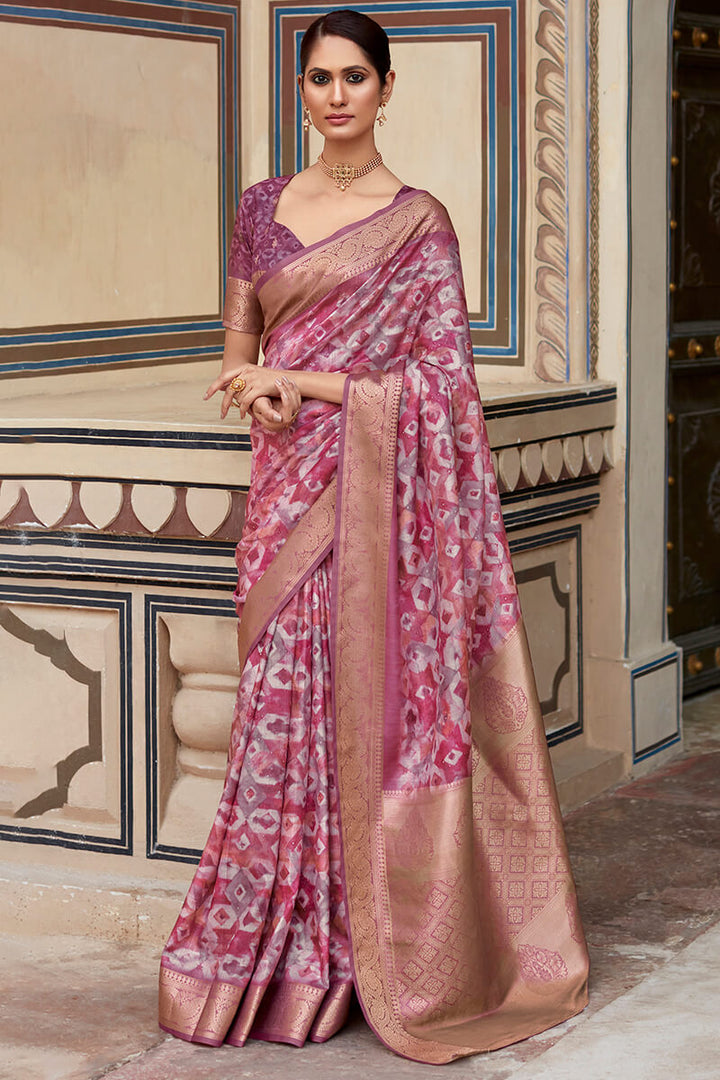 Sumptuous Wine Digital Printed Soft Silk Saree With Piquant Blouse Piece