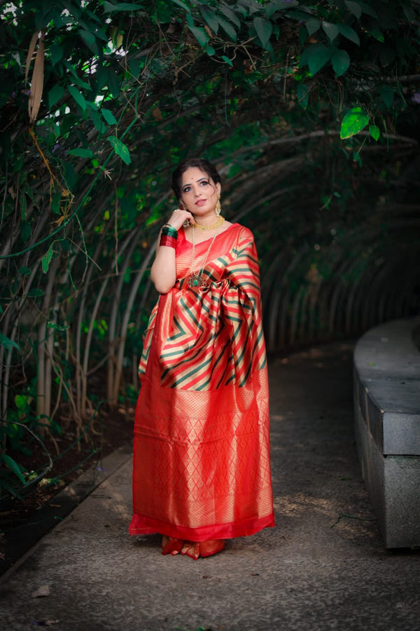 Designer Banarasi Silk With Digital Printed Saree With Amazing Blouse Piece