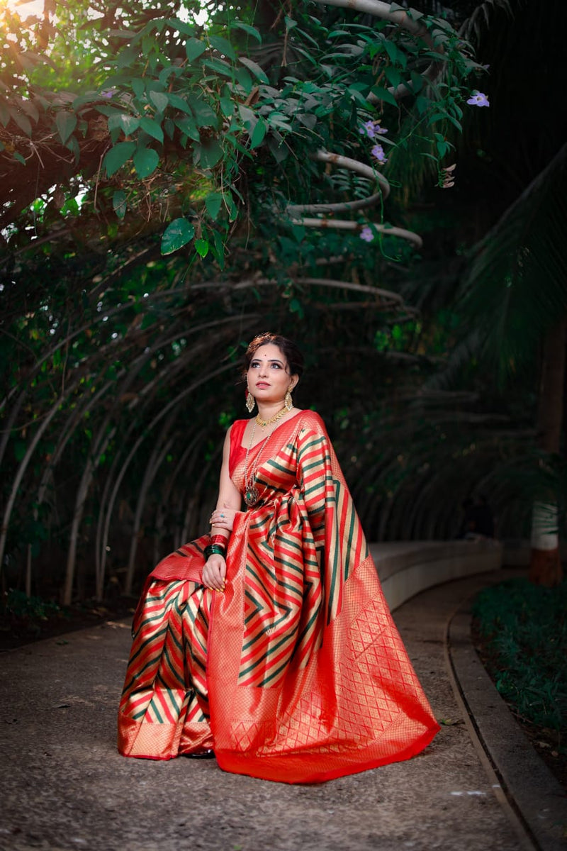 Designer Banarasi Silk With Digital Printed Saree With Amazing Blouse Piece