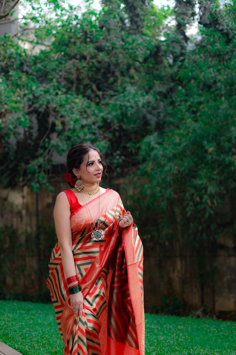 Designer Banarasi Silk With Digital Printed Saree With Amazing Blouse Piece