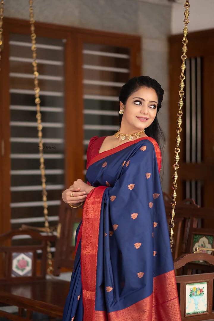 Desirable Blue Soft Silk Saree With Most Stunning Blouse Piece