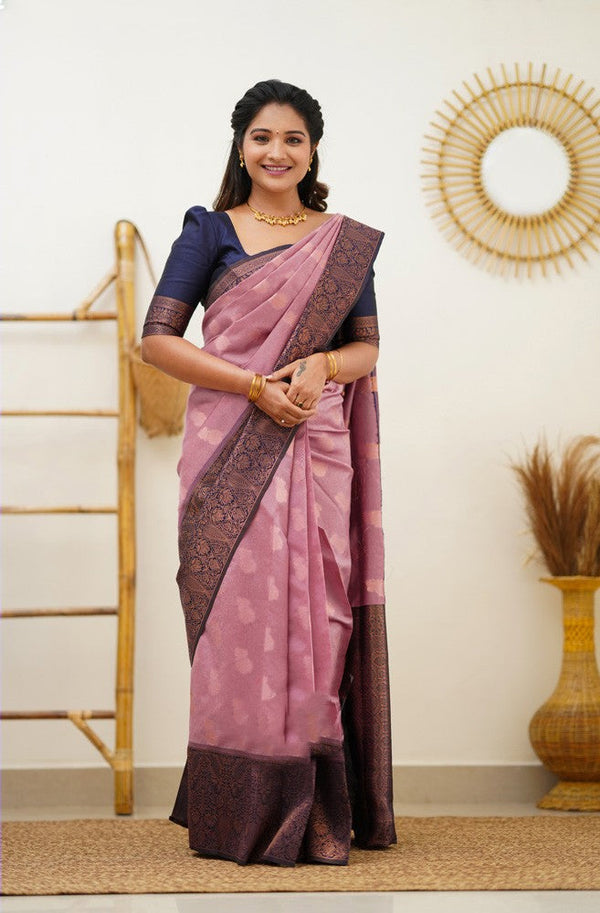 Glittering Pink Soft Silk Saree With Fragrant Blouse Piece