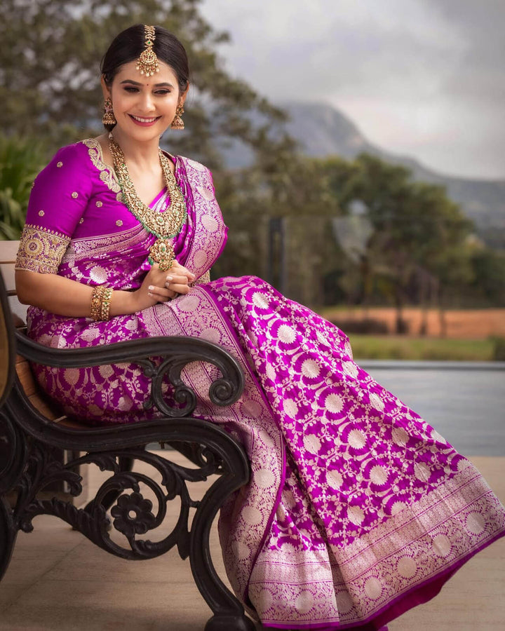 Fugacious Magenta Soft Silk Saree With Demesne Blouse Piece