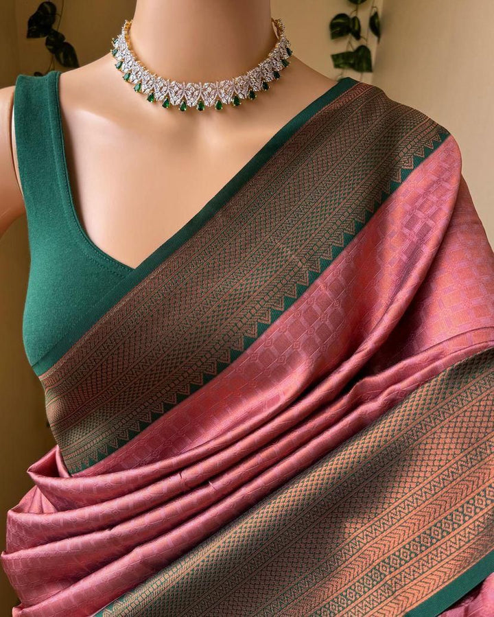 Eclat Pink Soft Silk Saree With Scrupulous Blouse Piece