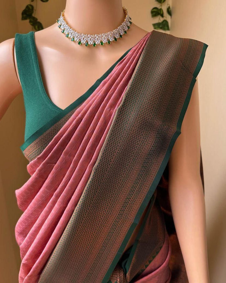 Eclat Pink Soft Silk Saree With Scrupulous Blouse Piece