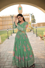green casual gown