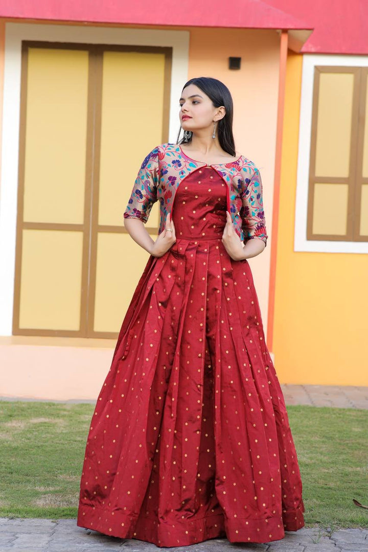 red designer gown