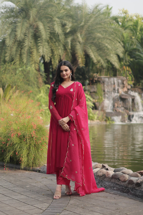 red evening gown