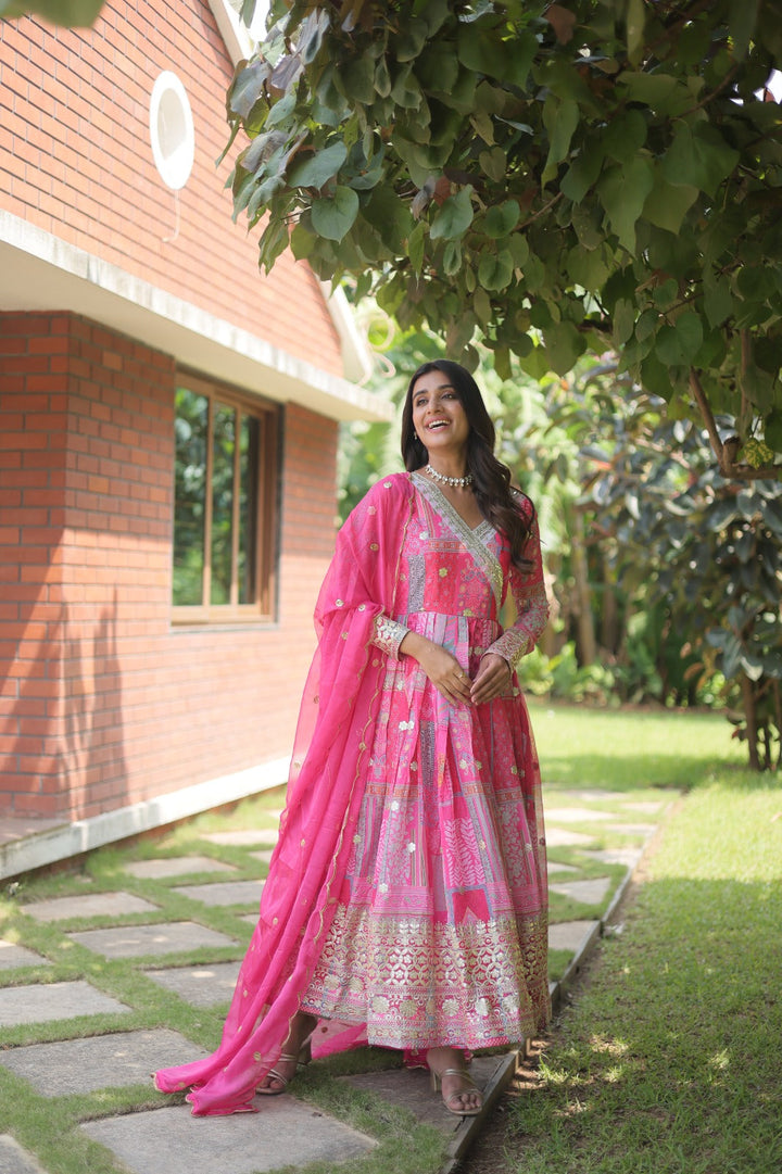 pink evening gown