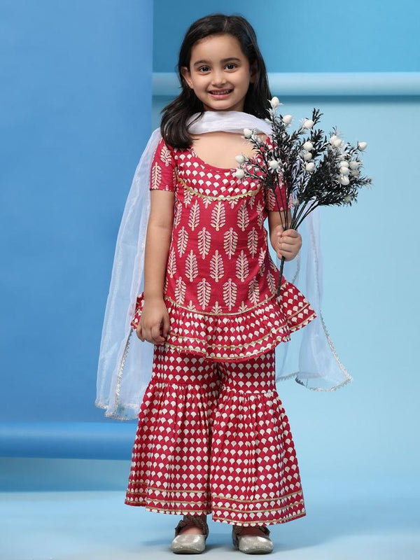 Girls Pretty  and cute Kurta top with paired sharara set