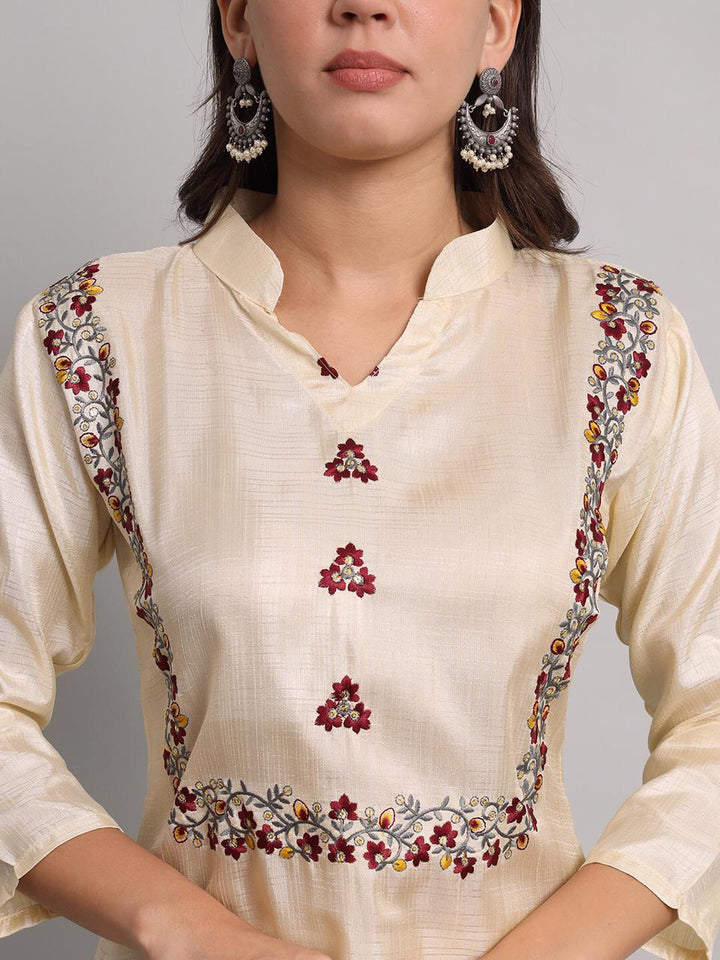 cream cotton kurta set