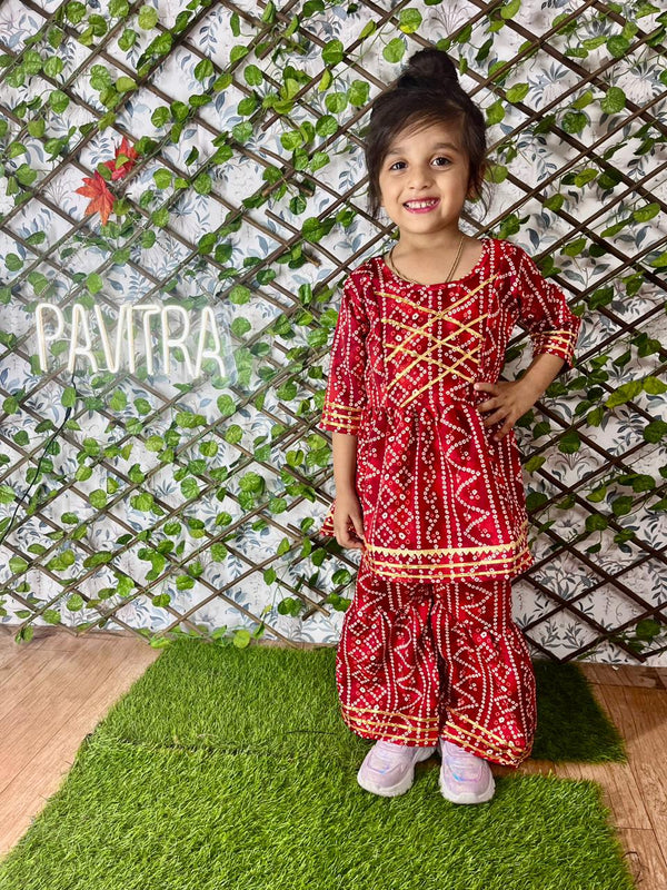 Girls Pretty  and cute Kurta top with paired sharara set