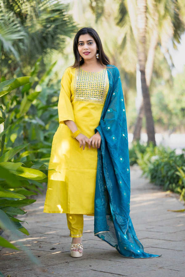 yellow designer georgette kurta set