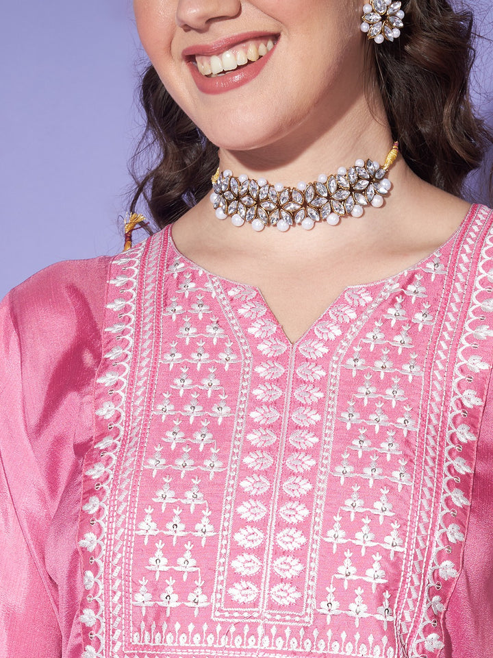 pink Ethnic kurta set