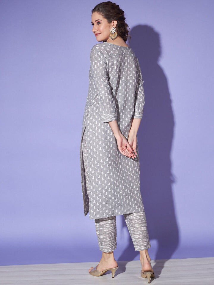 grey Kurti and palazzo set