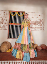 Rainbow Designer Cotton Lehenga Choli With Embroidery Sequence Work