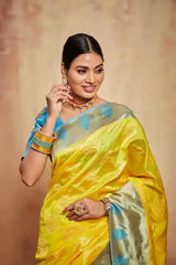 Yellow Designer Silk With Jacquard Work saree With Attractive Saree