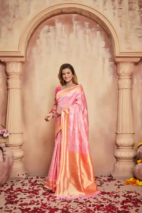 Designer Silk With Jacquard Work Saree With Amazing Blouse Piece