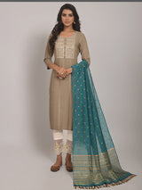 Women Sequence Embroidered Kurta With Lycra Pant And Jacquard Dupata