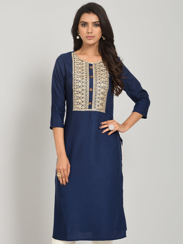 blue cotton kurta set