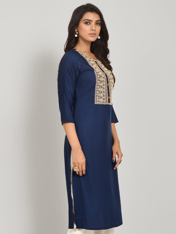 blue designer cotton kurtis