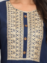 blue designer cotton kurta set