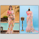 designer digital printed saree with blouse piece