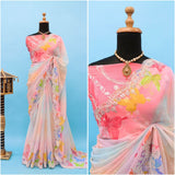 designer digital printed saree with blouse piece