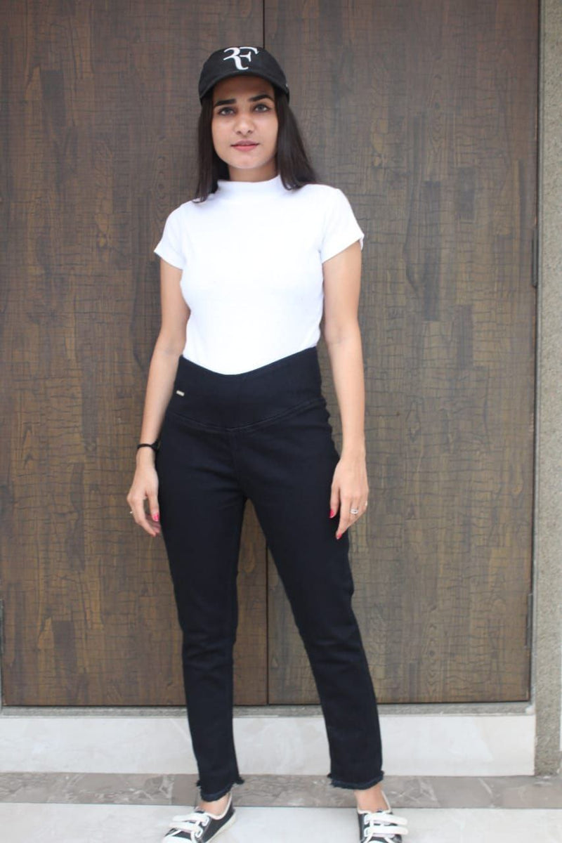 black cotton lycra jeans with pocket