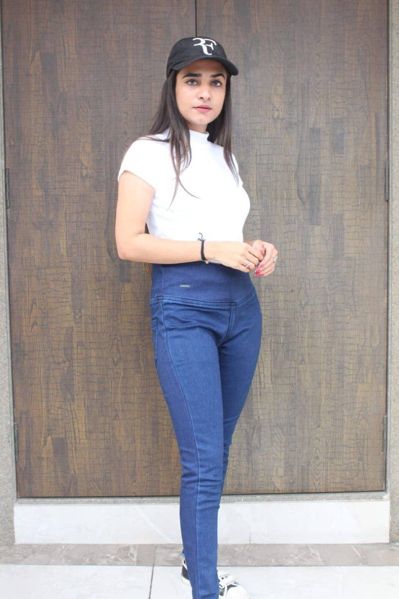 blue cotton lycra jeans with pocket